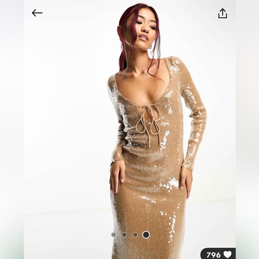 Bardot sequin midaxi dress is cream glazed sequin NWT- Size 4